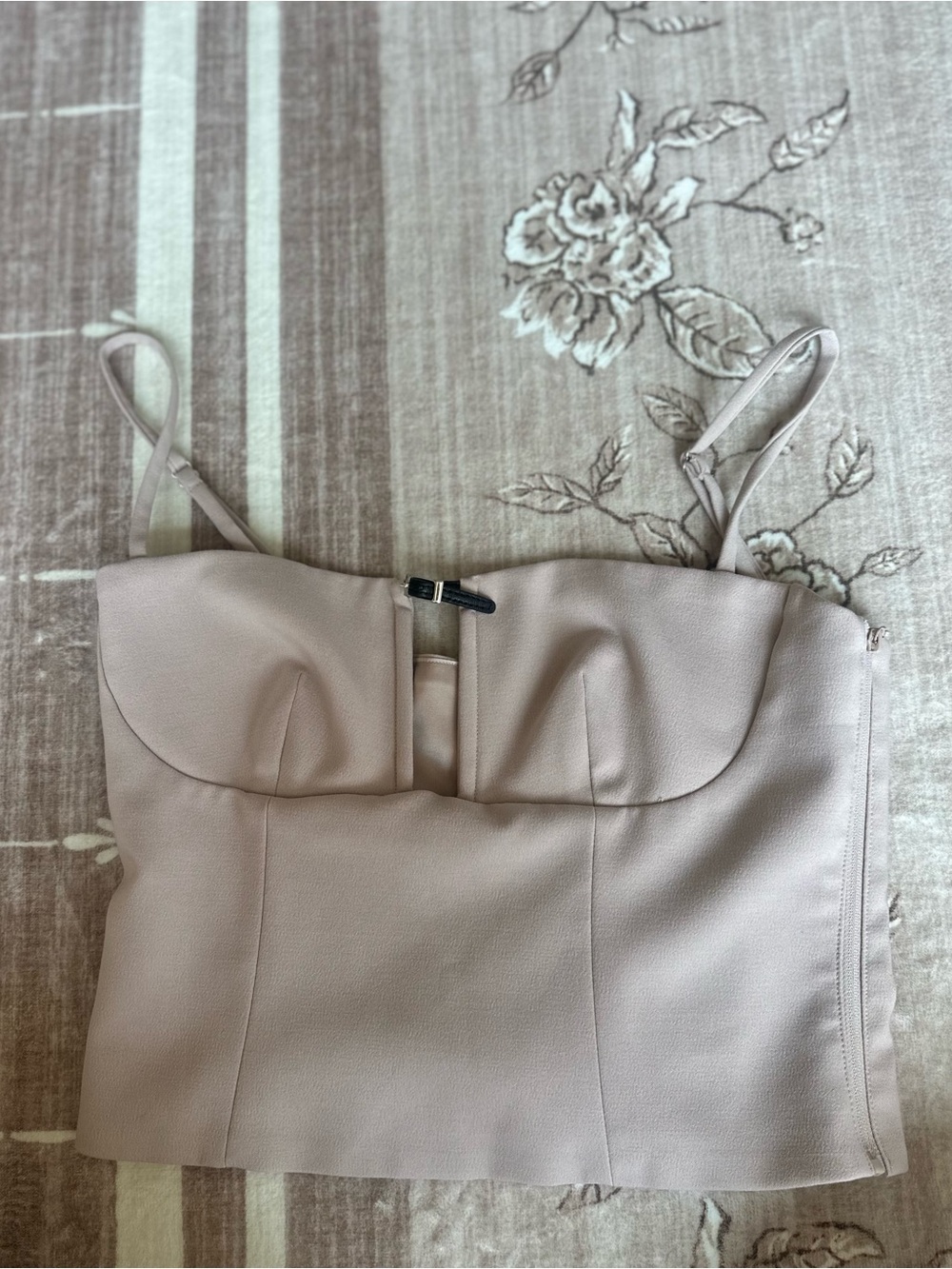 Oh Polly Blush Pink Bustier Crop Top with Adjustable Straps